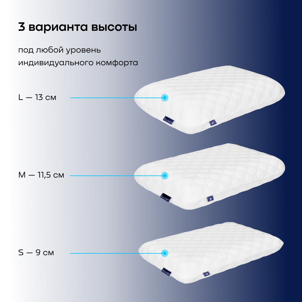 Пенная ортопедическая подушка buyson BuyFeel M 40х60 см высота 11.5 см - фото 5