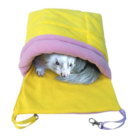 Гамак для хорьков Доброзверики и мелких грызунов с карманом Одеяло размер L цвет желтый-розовый