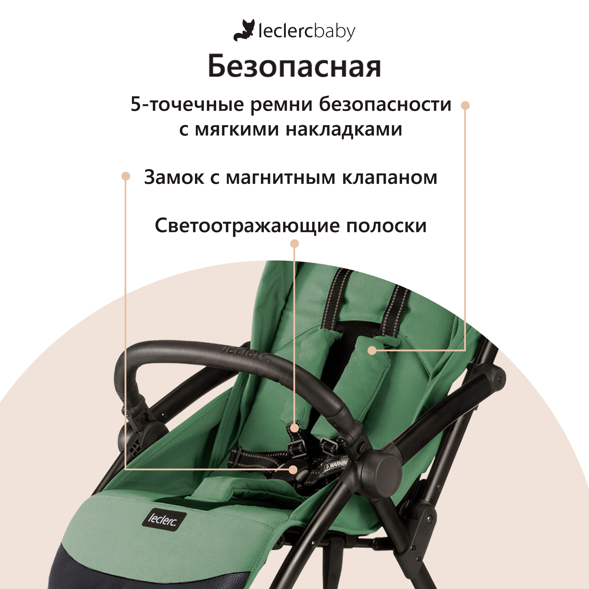 Коляска прогулочная Leclerc Magic fold plus UK Green - фото 8