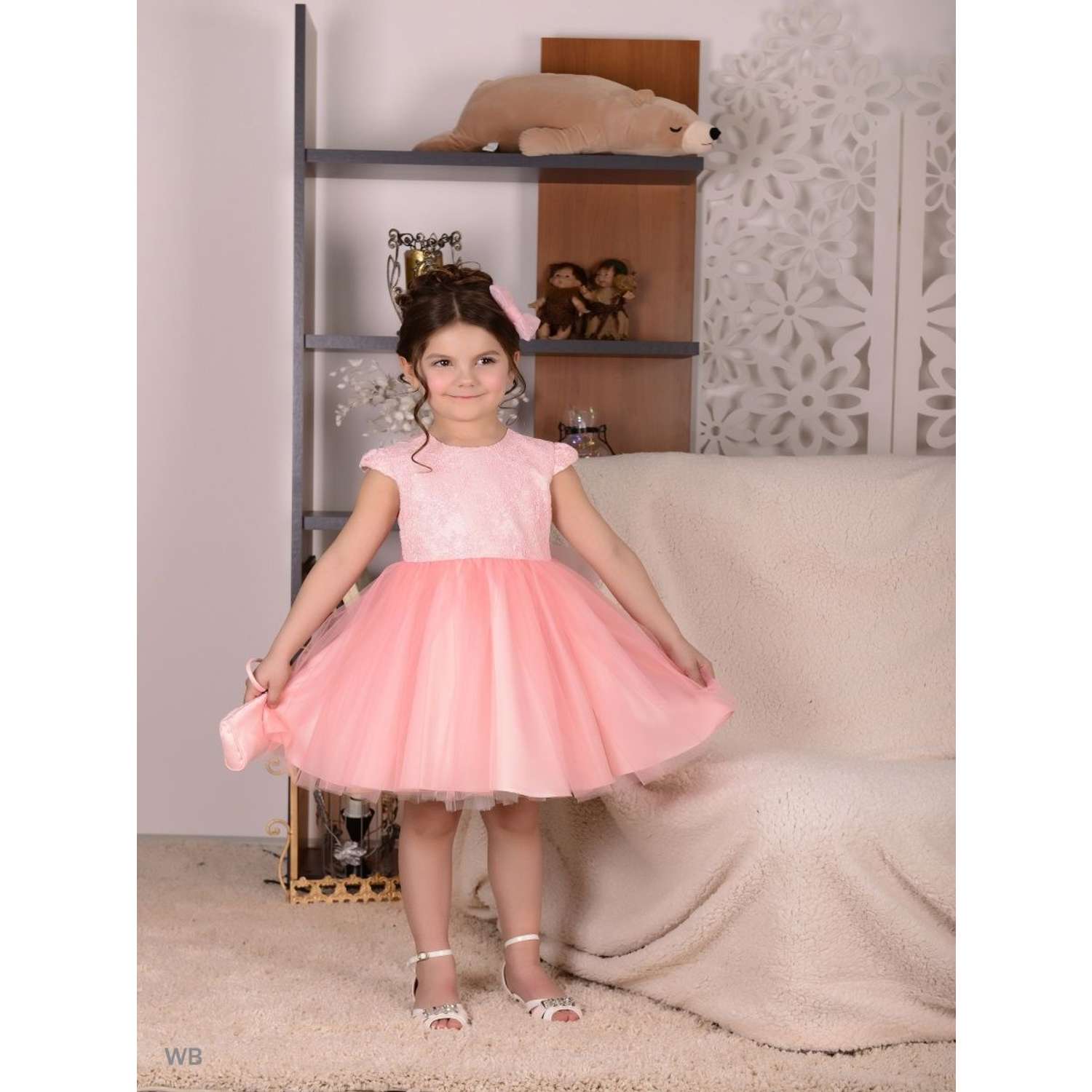Платье Lila Style гипюр розовый - фото 1