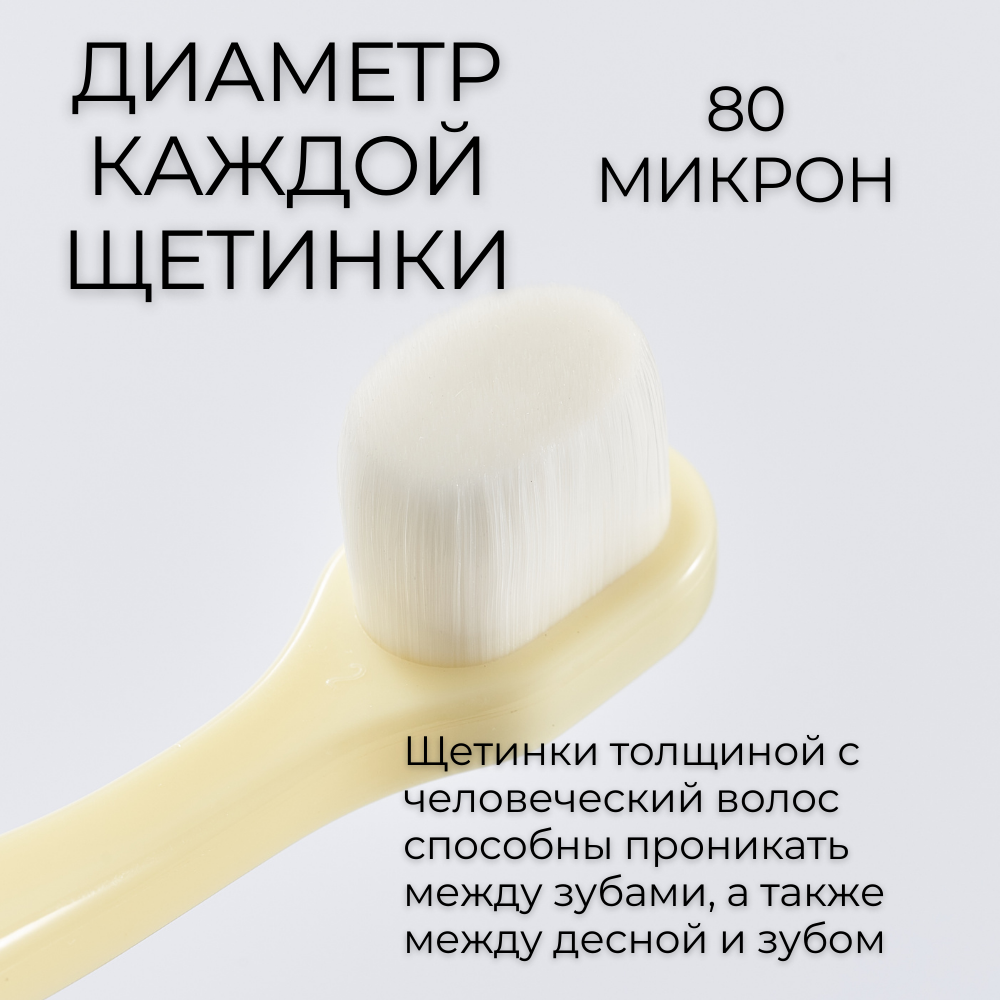 Ультра мягкая зубная щетка Чистый Зуб для детей с 0 лет 10000 щетинок желтый - фото 5