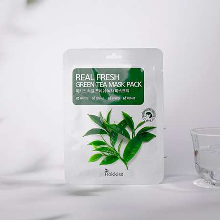 Маска тканевая Rokkiss Real fresh с экстрактом зеленого чая успокаивающая 23 мл