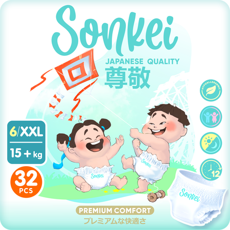 Подгузники-трусики Sonkei XXL 15+ кг 32 штук Премиум