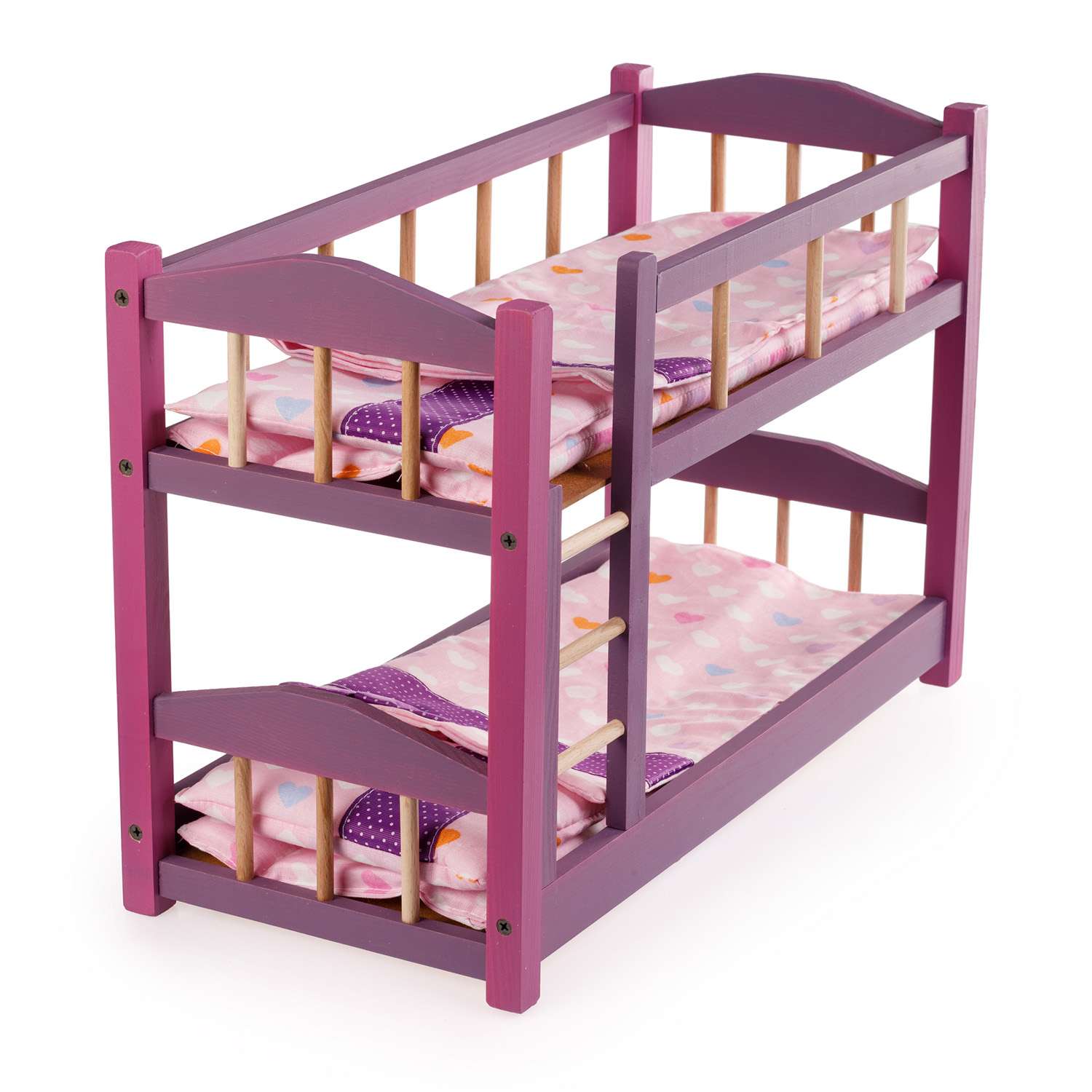 Кроватка для кукол Тутси 2х ярусная фиолетовая деревянная 50х35х23 см 1-206-2021 - фото 1