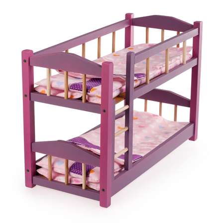Кроватка для кукол Тутси 2х ярусная фиолетовая деревянная 50х35х23 см