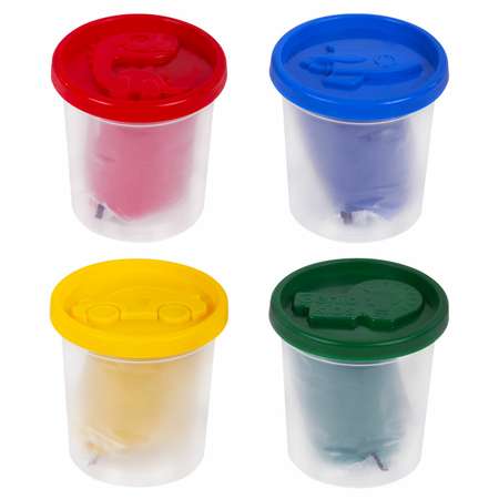Пластилин Brauberg тесто для лепки набор 4 цвета с крышками-штампиками