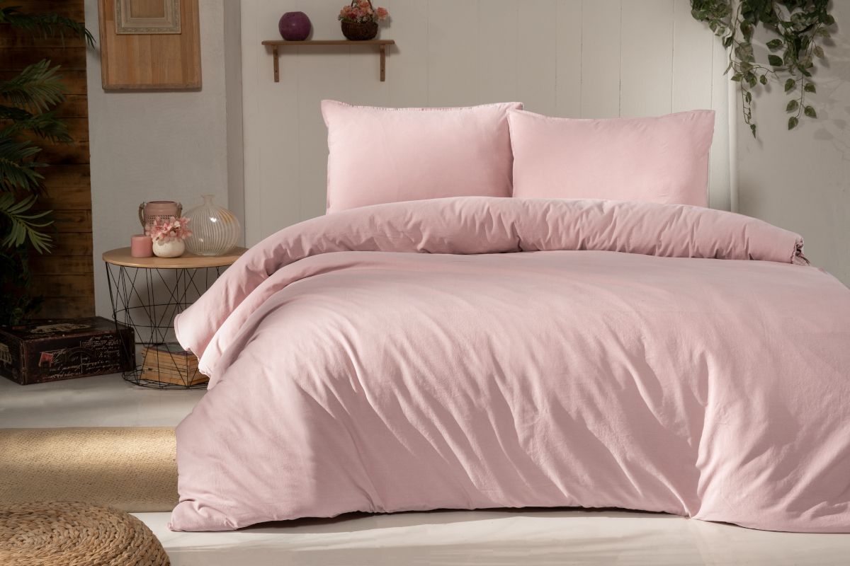 Комплект постельного белья Arya Home Collection Natural Stone Washed 200x220 розовый - фото 7