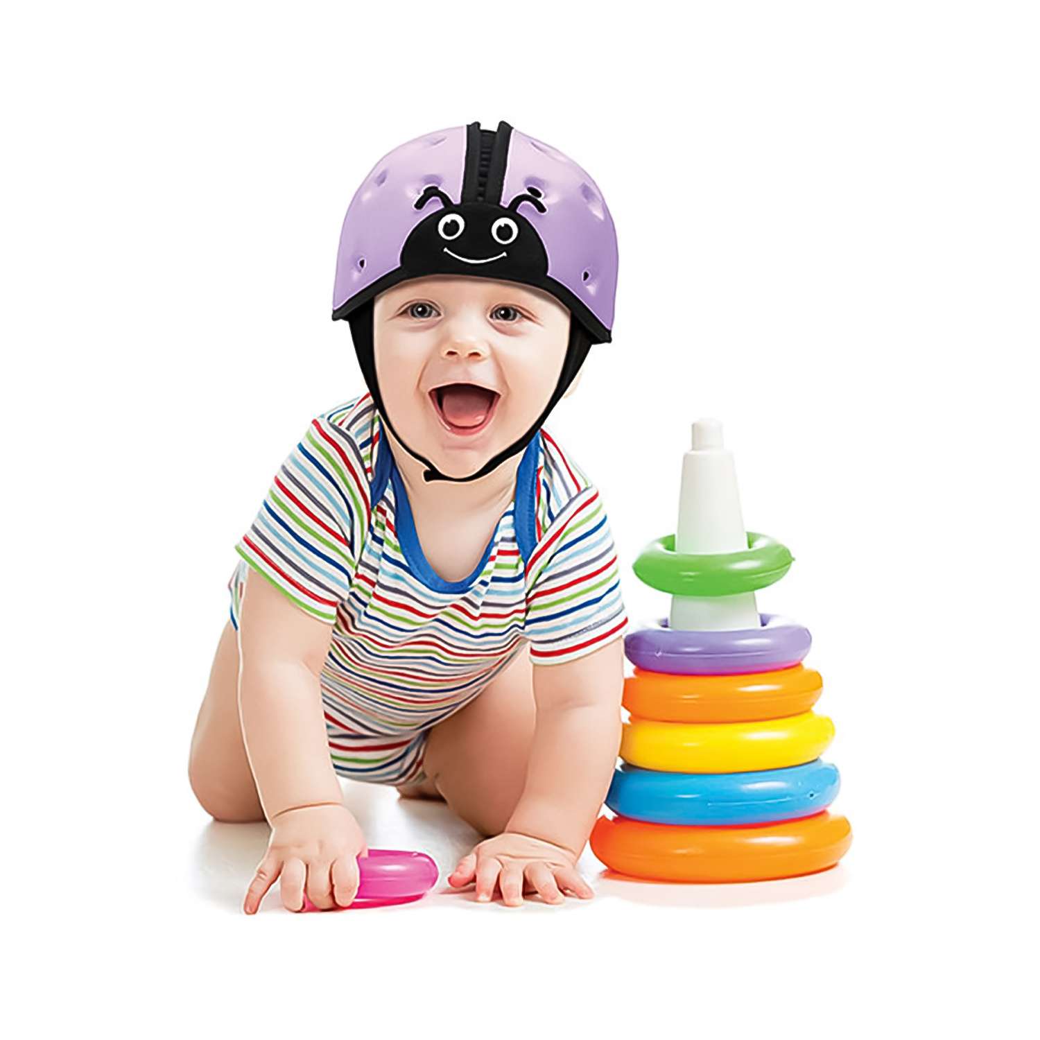 Шапка-шлем SafeheadBABY для защиты головы. Божья коровка. Цвет: фиолетовый - фото 8
