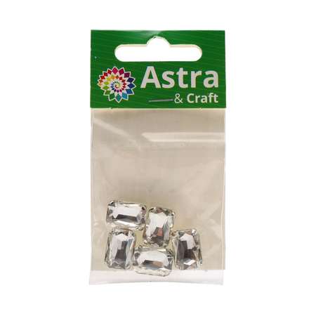 Хрустальные стразы Astra Craft в цапах прямоугольные для творчества и рукоделия 10 мм 14 мм 5 шт серебро белый