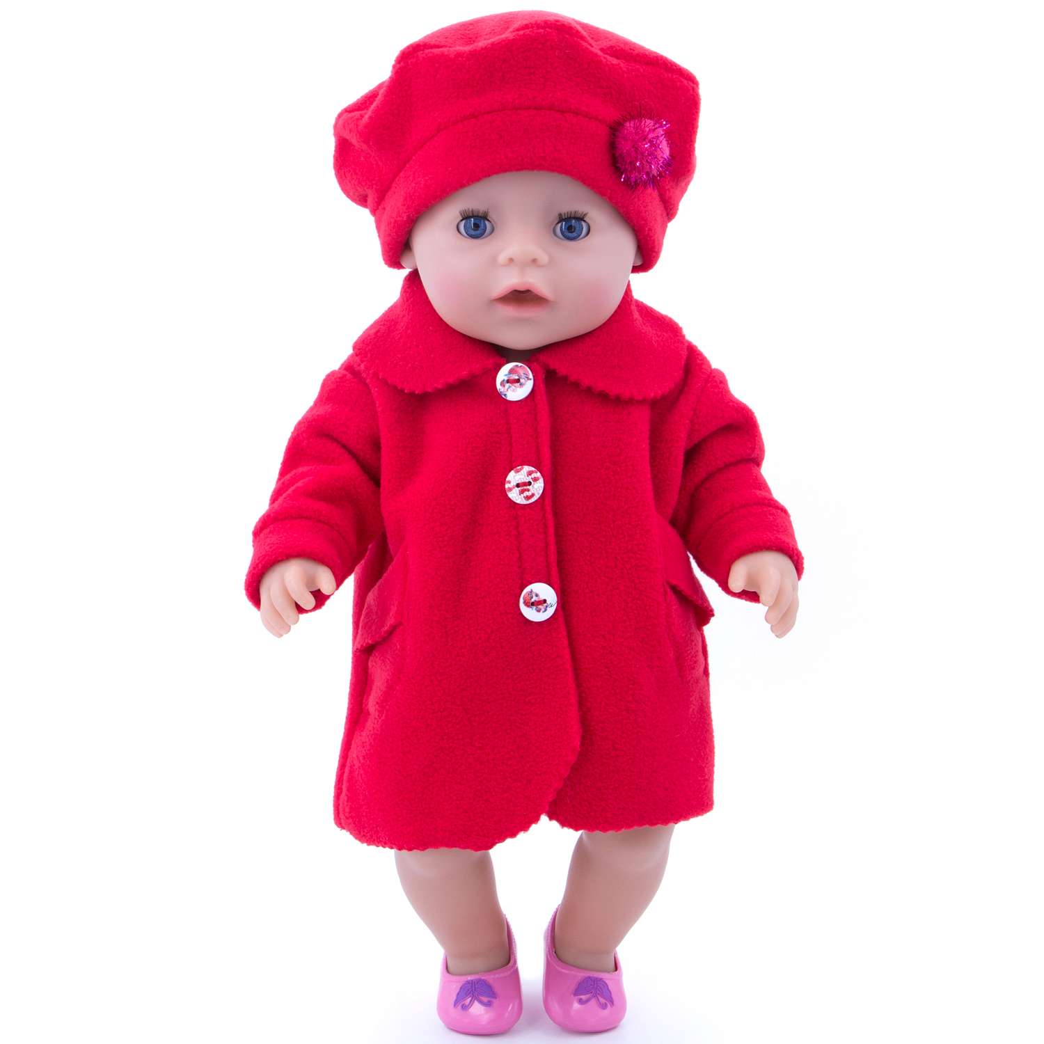 Комплект одежды Модница Пальто с беретом для пупса 43-48 см 6119 красный 6119красный - фото 1