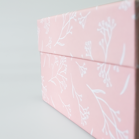 Коробка подарочная Cartonnage крышка-дно Соцветие белый розовый