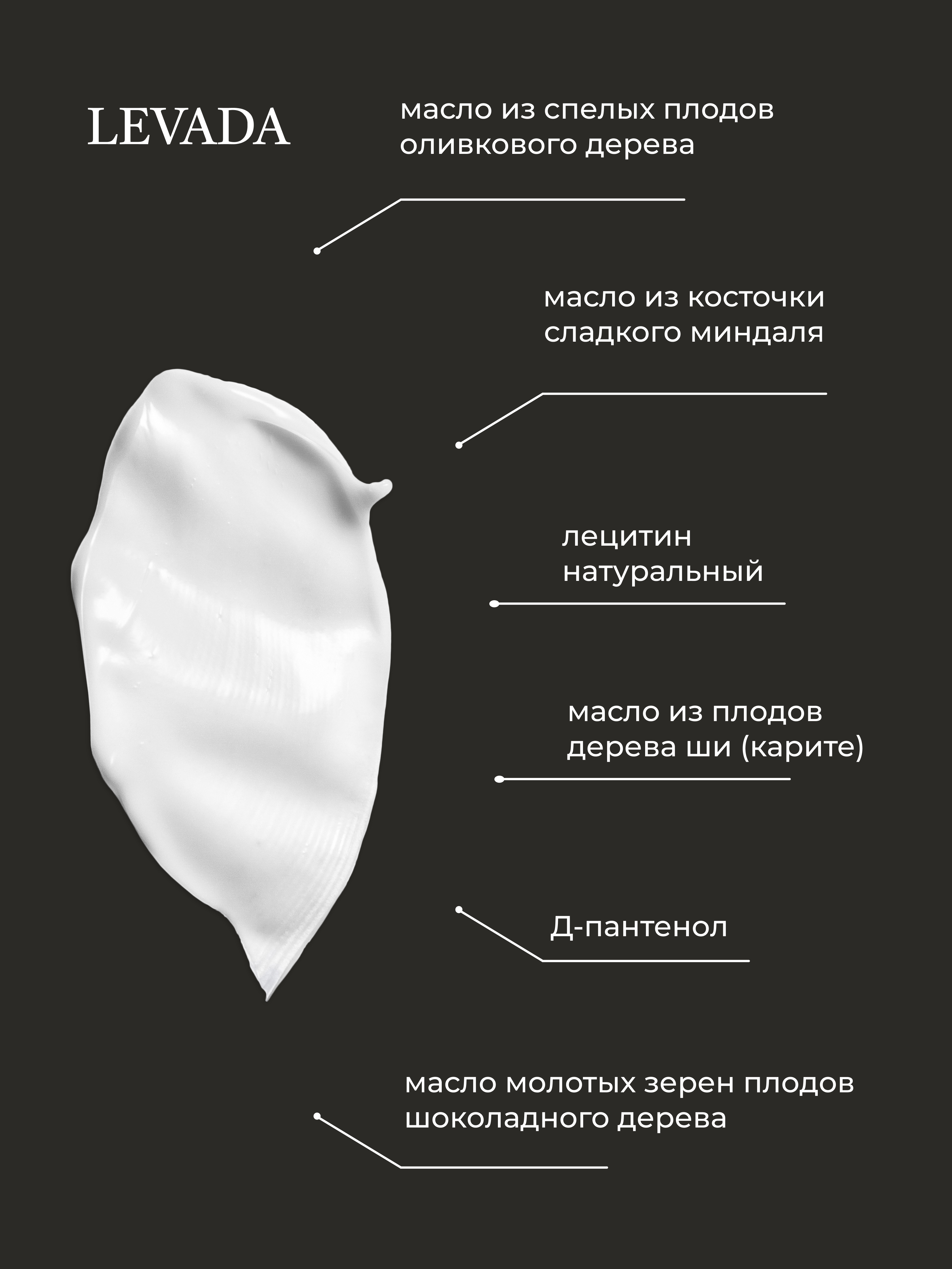 Крем для тела LEVADA Питание и восстановление кожи с маслом сладкого миндаля и маслом оливы - фото 5