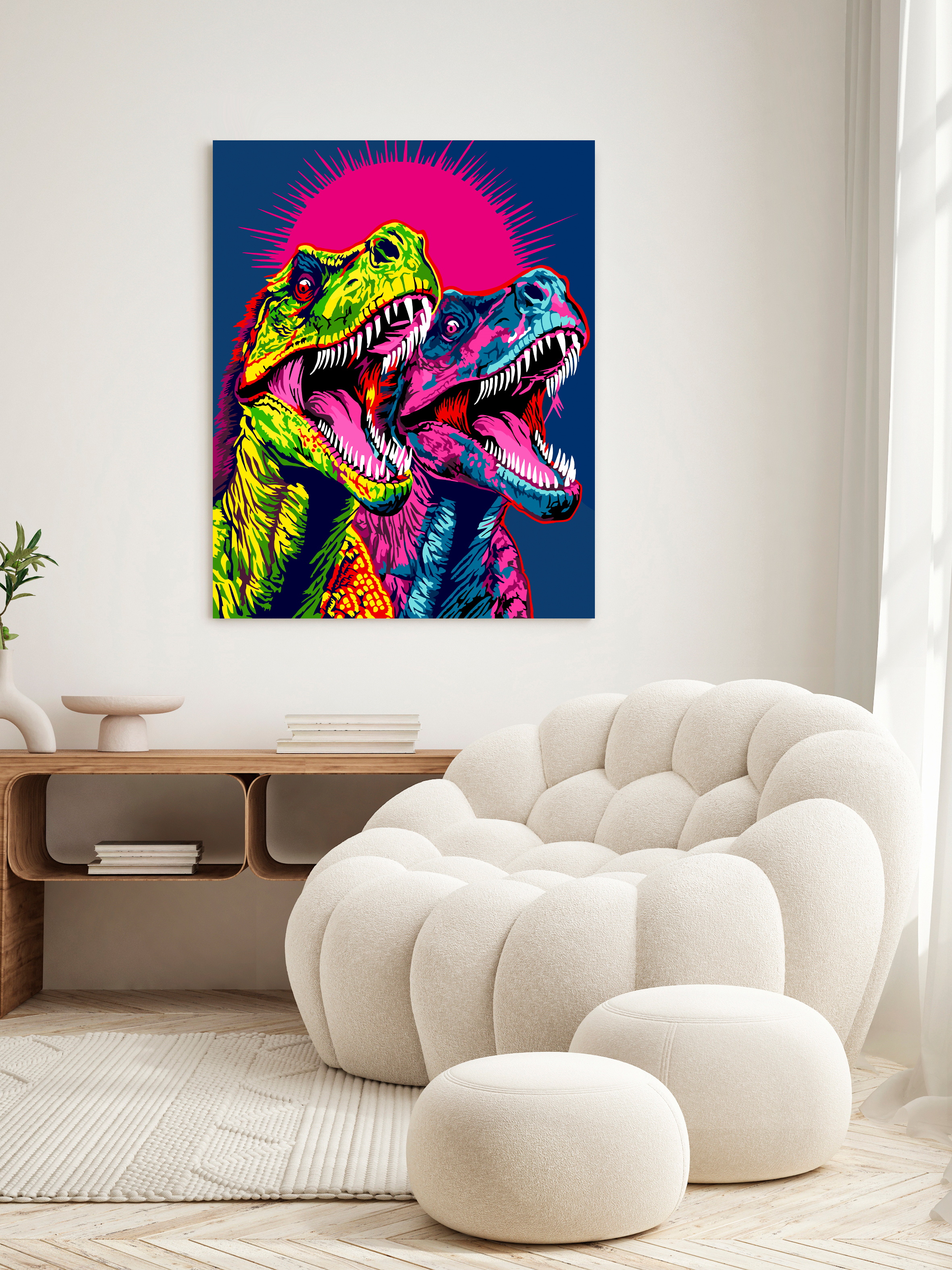 Картина по номерам Это просто шедевр холст на подрамнике 40х50 см Тираннозавры поп-арт - фото 3