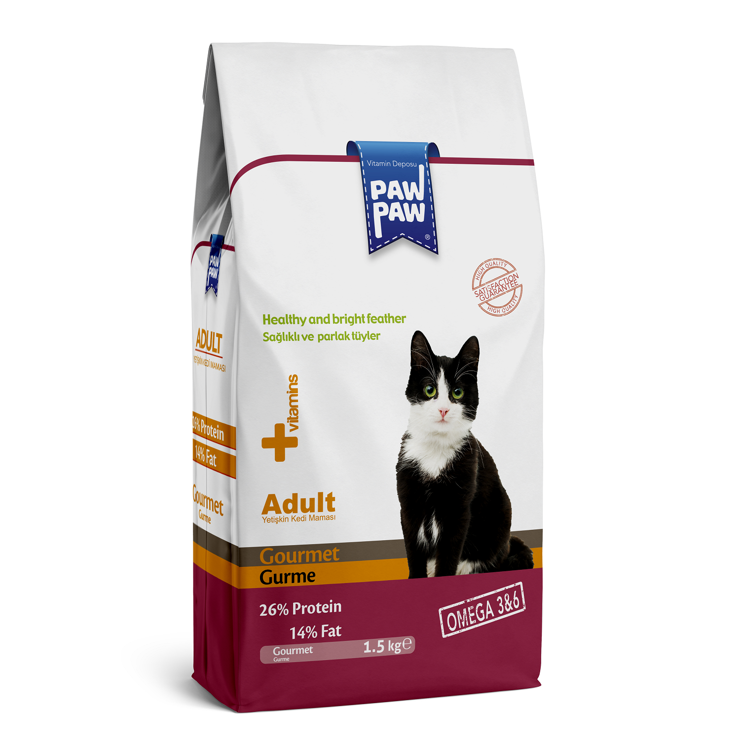 Корм для кошек Paw paw 1.5кг Adult Cat Food Gourmet сухой - фото 1