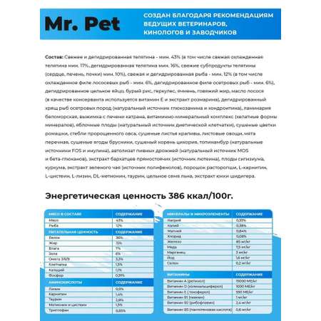 Сухой корм для кошек Mr.Pet Hypoallergenic 1.5 кг телятина (полнорационный)