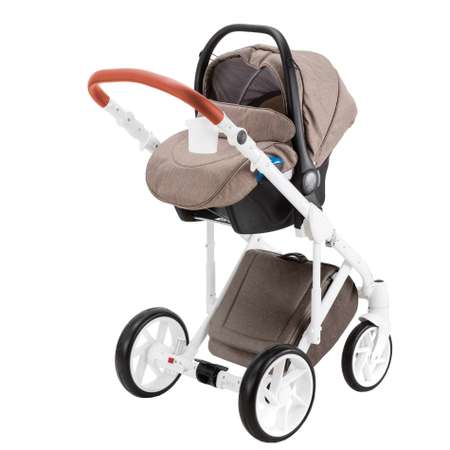 Коляска 3в1 BeBe-mobile Marconi Standart BE33 Шоколадный+Темно-бежевый+Темно-карамельная кожаная отделка