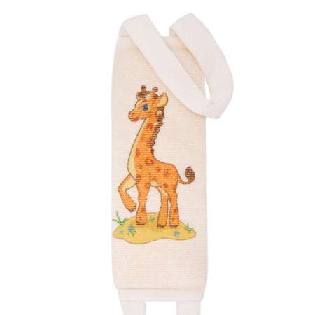 Мочалка детская VIVAL длинная из хлопка с рисунком жирафик