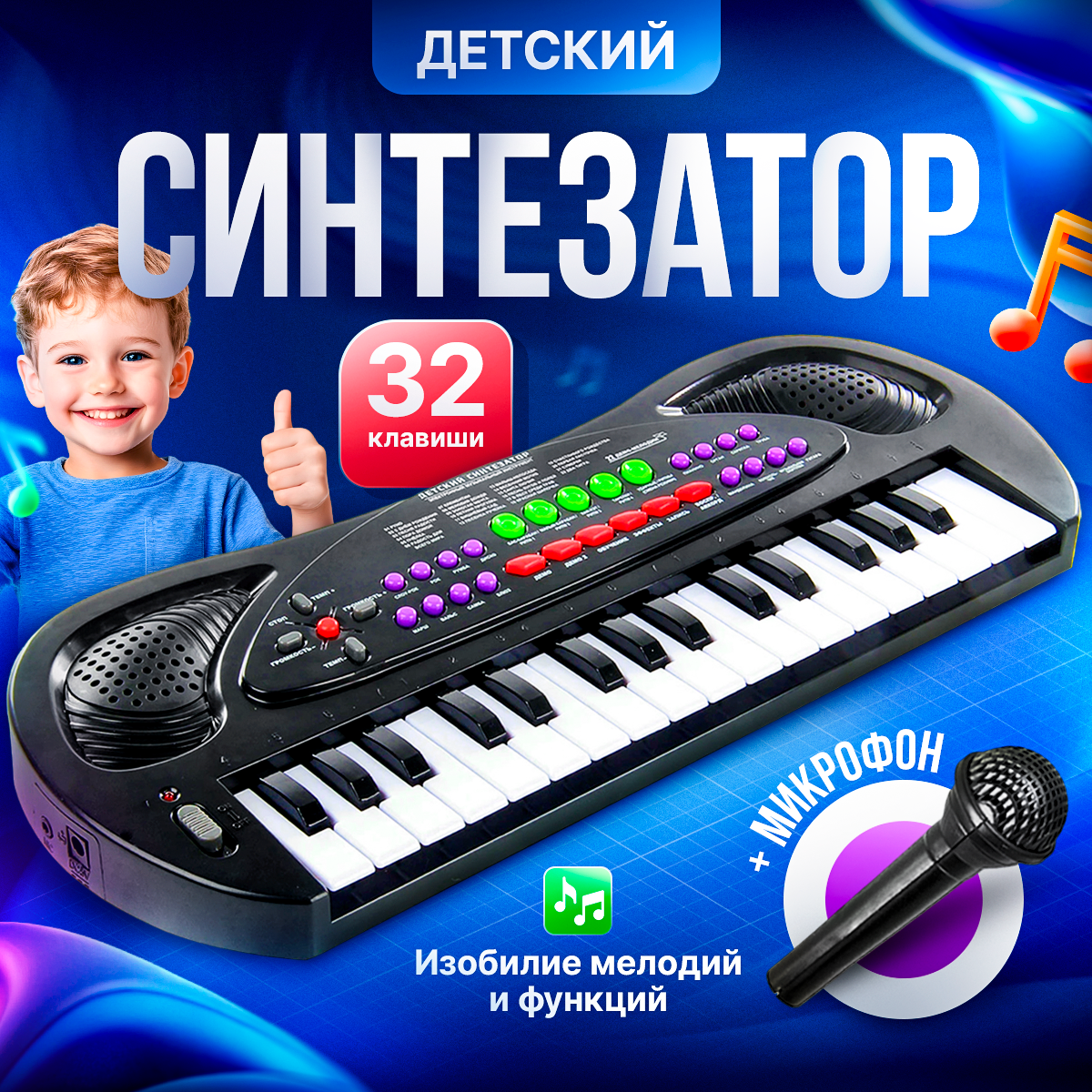 Синтезатор детский BelliniToys с микрофоном - фото 1