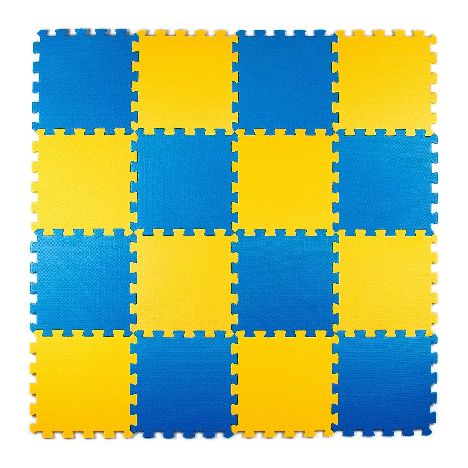 Развивающий детский коврик Eco cover мягкий пол для ползания желто-синий 25х25 - фото 1