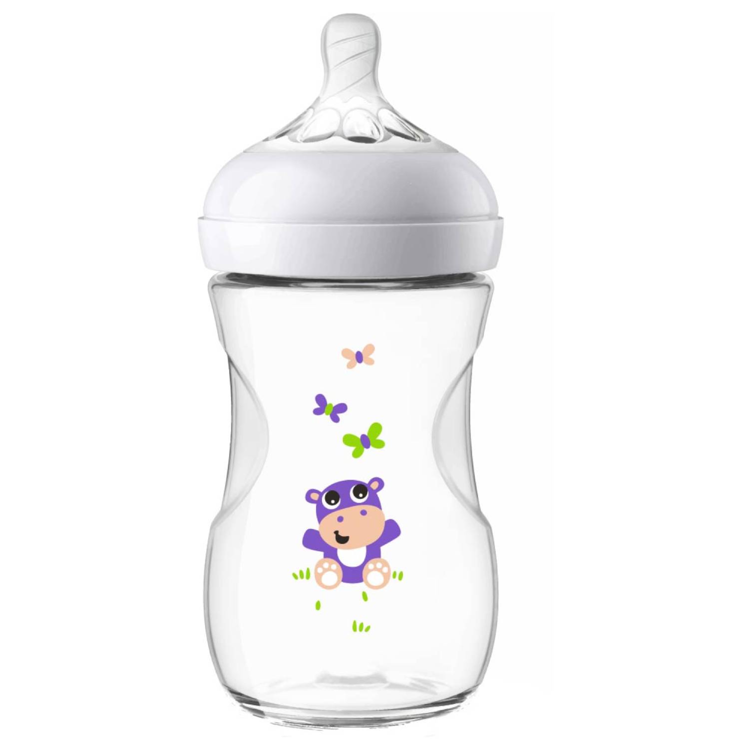 Бутылочка Philips Avent Natural2 Бегемотик 260мл с 1месяца SCF070/22 - фото 1