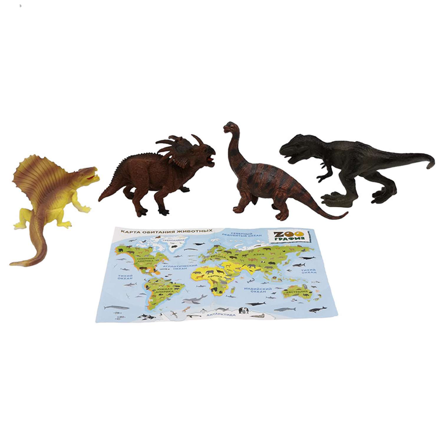 Набор фигурок S+S Животные с картой обитания внутри 4 шт Zooграфия - фото 2