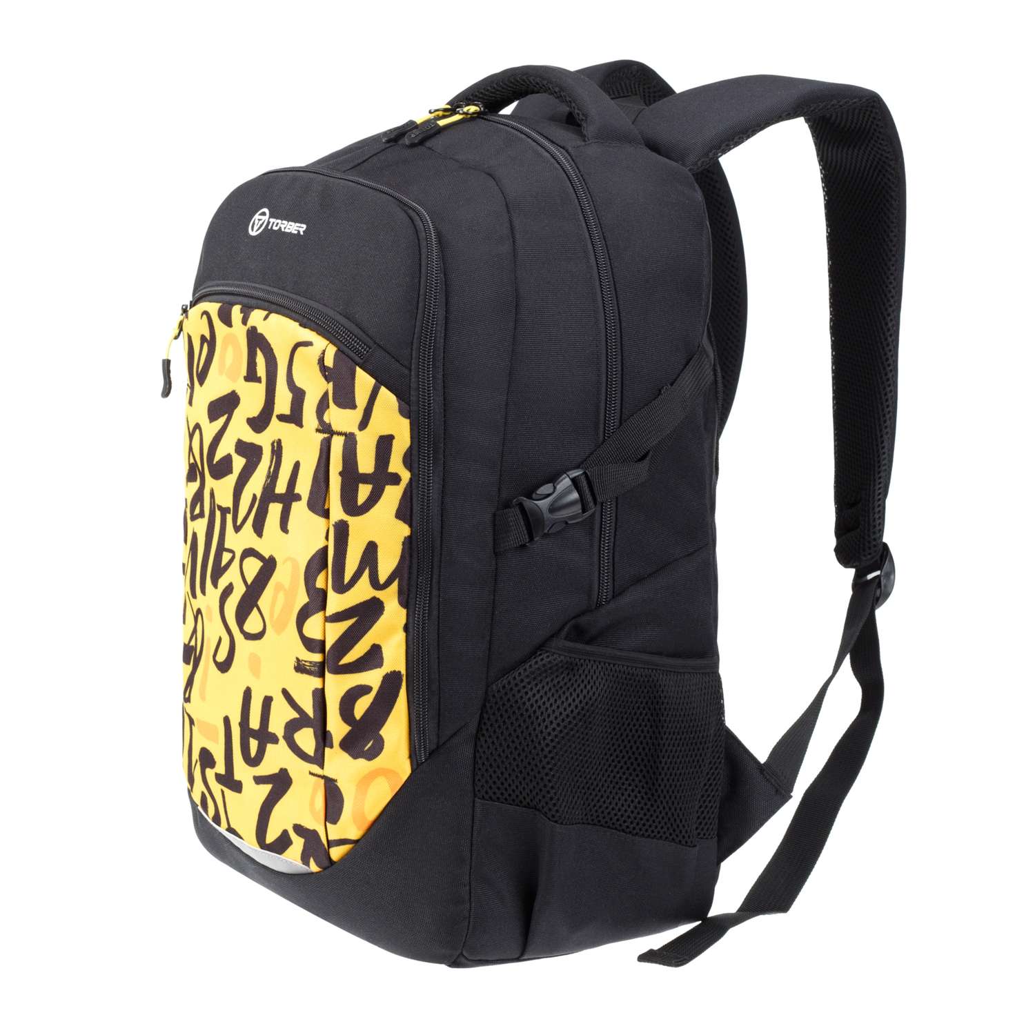 Рюкзак TORBER CLASS X черно желтый с принтом Буквы - фото 2