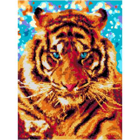 Алмазная мозаика на холсте LORI с частичным заполнением Игривый тигр 40х30 см