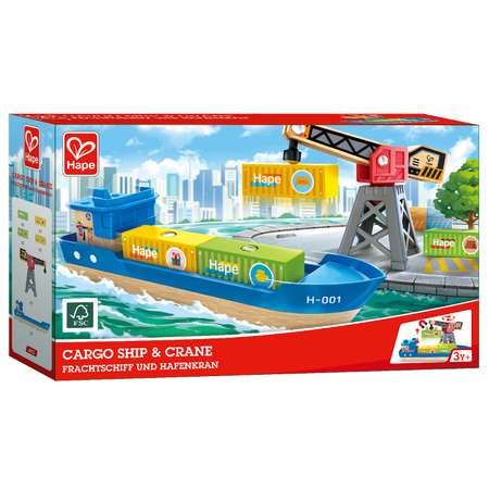 Игровой набор HAPE Грузовой корабль и подъемный кран E3792_HP