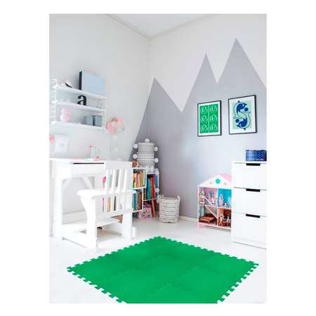 Развивающий детский коврик Eco cover игровой мягкий пол для ползания зеленый 33х33