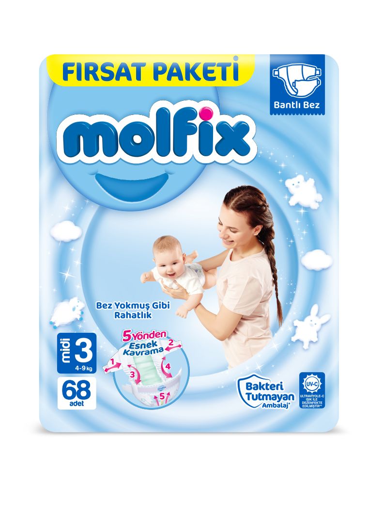 Подгузники Molfix MIDI 6-11 кг 68 шт на липучках - фото 1