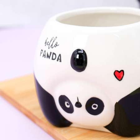 Кружка керамическая iLikeGift Funny panda black с ложкой