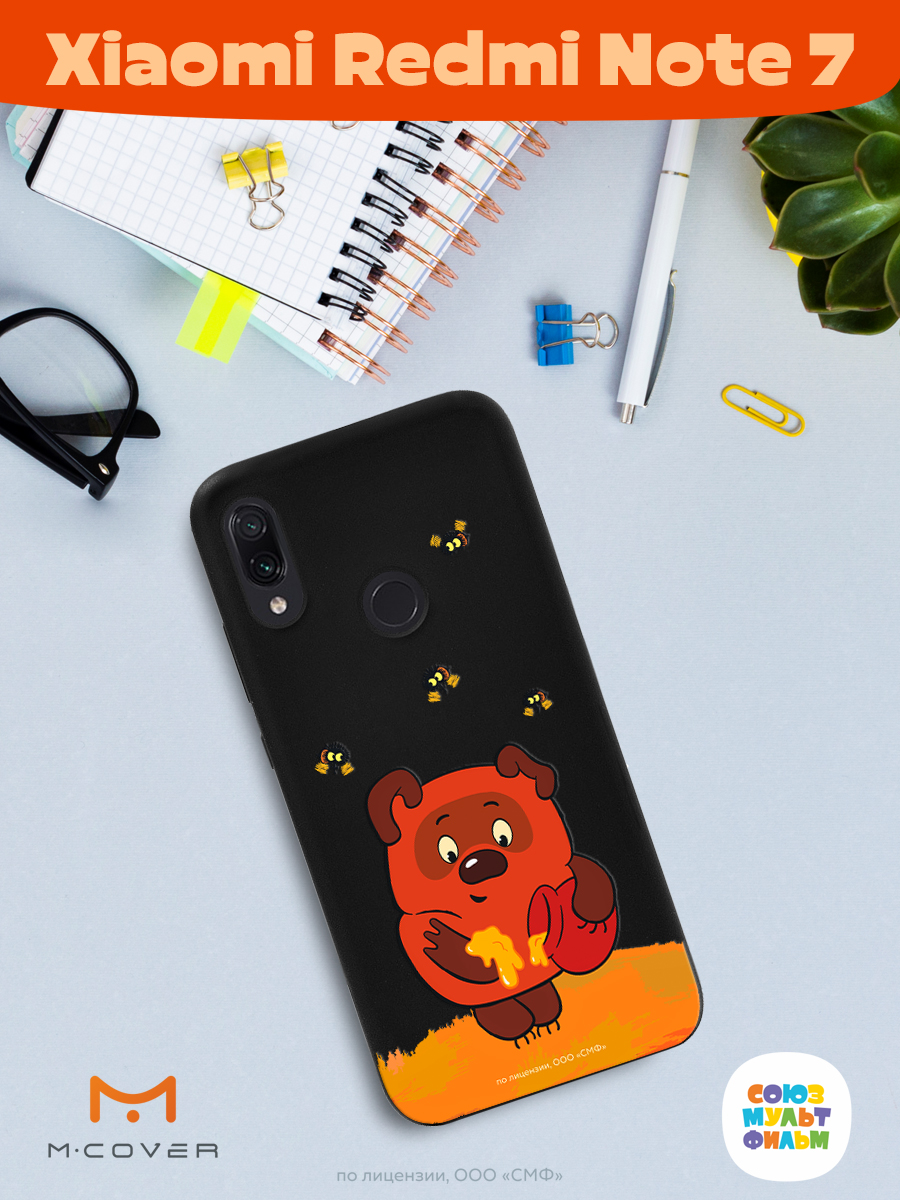 Силиконовый чехол Mcover для смартфона Xiaomi Redmi Note 7 Союзмультфильм Медвежонок и мед - фото 3