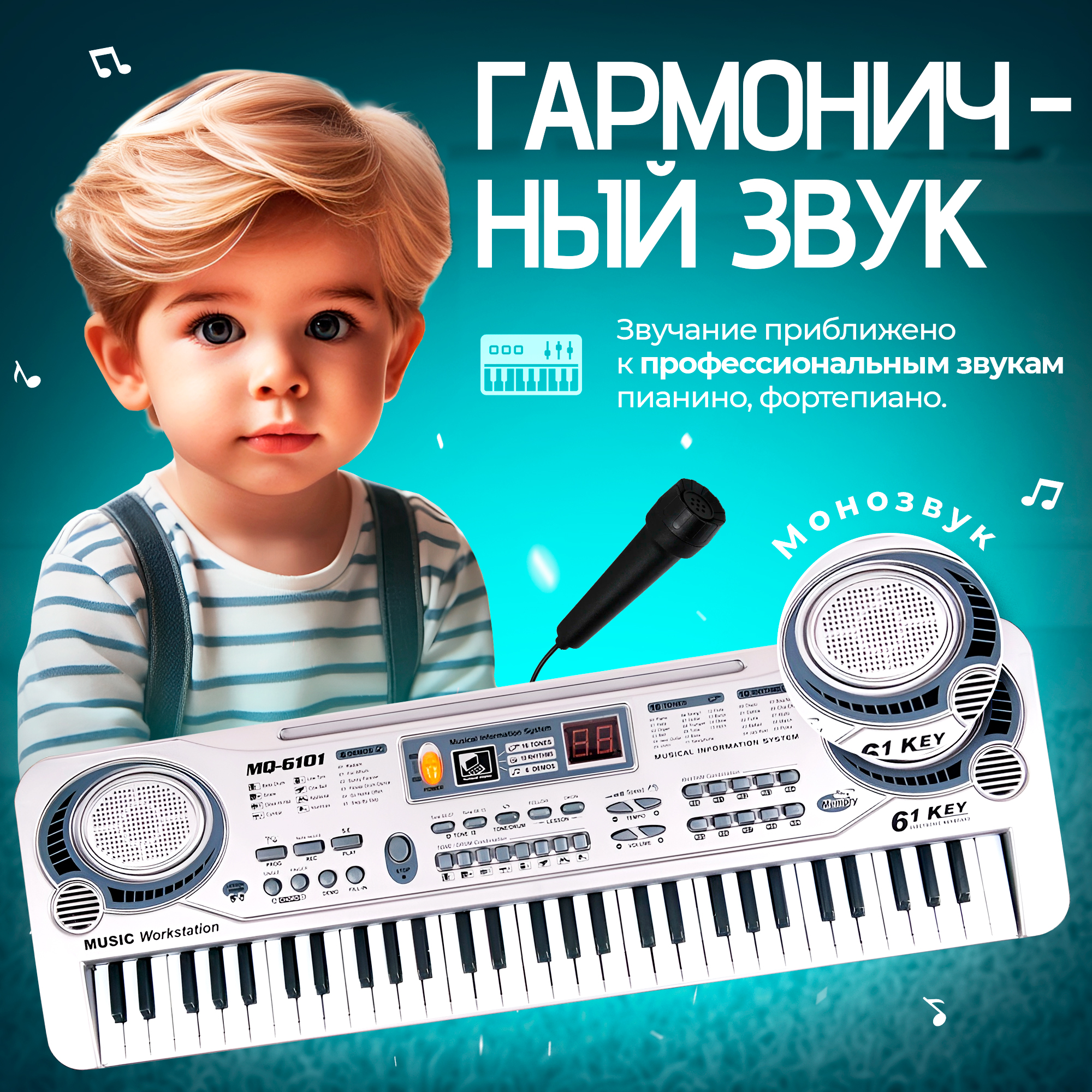Синтезатор FAIRYMARY детский с микрофоном развивающий - фото 7