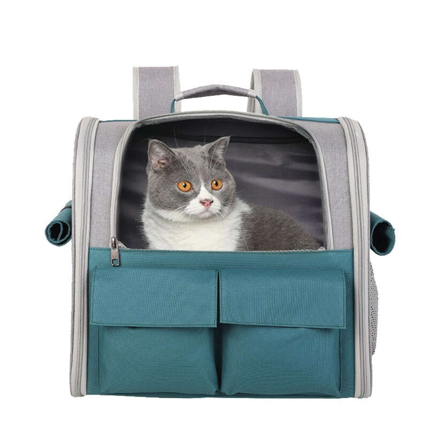 Рюкзак-тележка для животных ZDK Travel Comfort серая с зеленым - фото 8