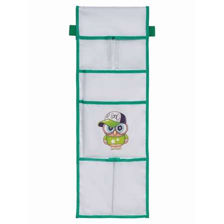 Органайзер LovelyTex в шкафчик для детского сада 6 карманов белый/зеленый с рисунком