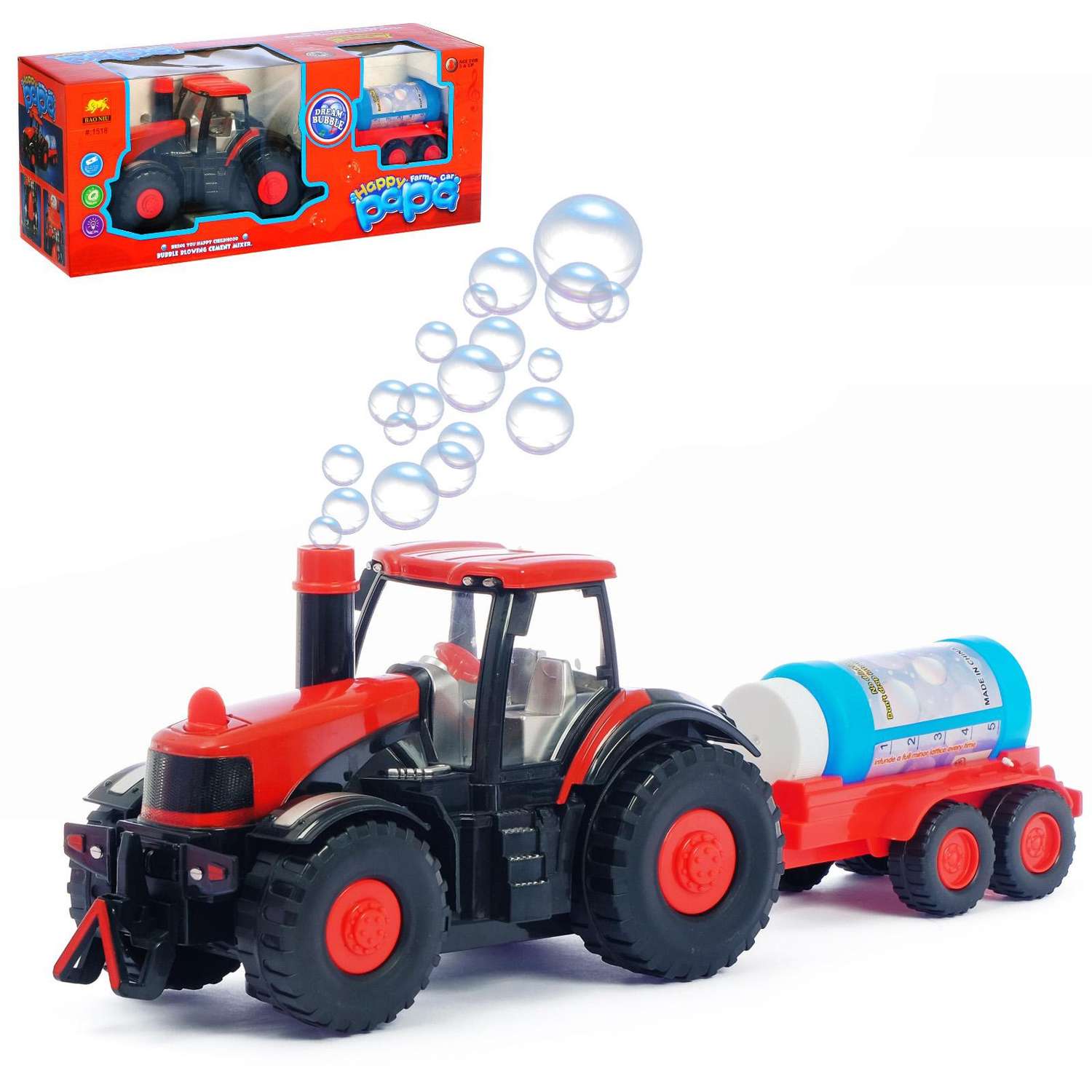 Трактор Sima-Land Фермер с мыльными пузырями 3576237 - фото 1