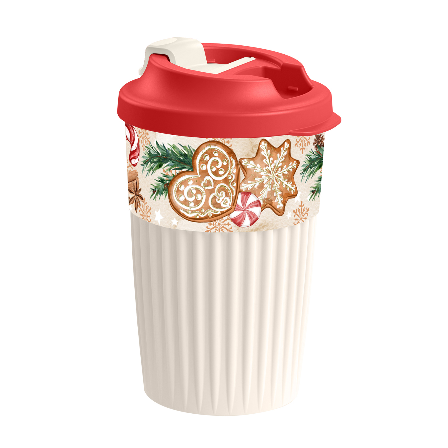 Стакан Phibo для горячих напитков с клапаном и новогодним декором - фото 1