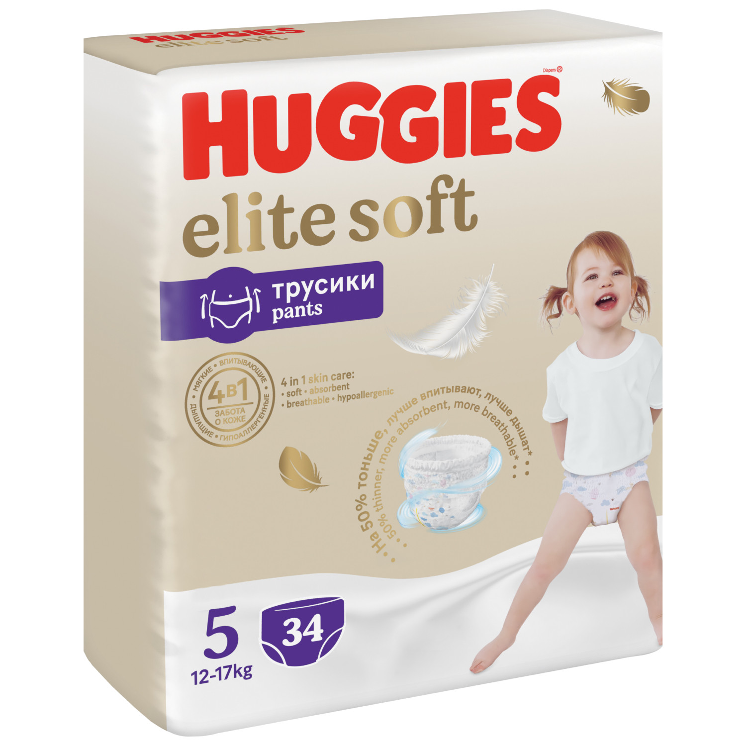 Huggies Подгузники-трусики Elite Soft 12-17 кг 5 размер 34 шт.