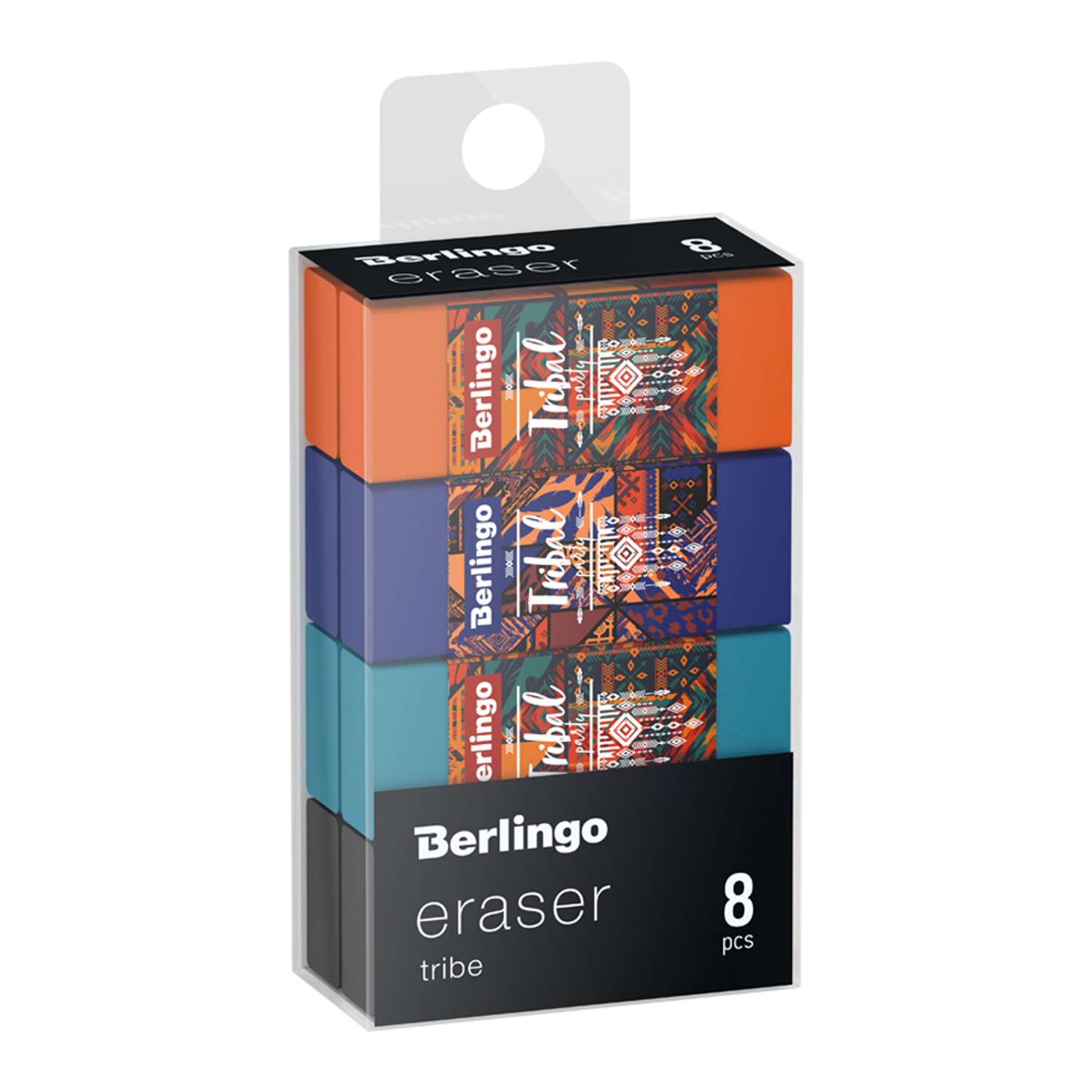 Набор ластиков Berlingo Tribe 8 шт прямоугольных 50х20х11 мм PVC бокс - фото 1
