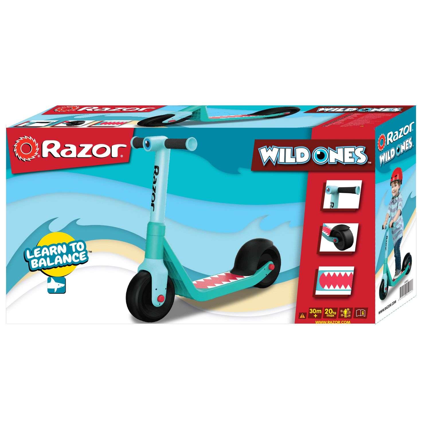 Самокат двухколёсный детский RAZOR Wild Ones Shark бирюзовый - устойчивый безопасный для детей от 2 лет - фото 7