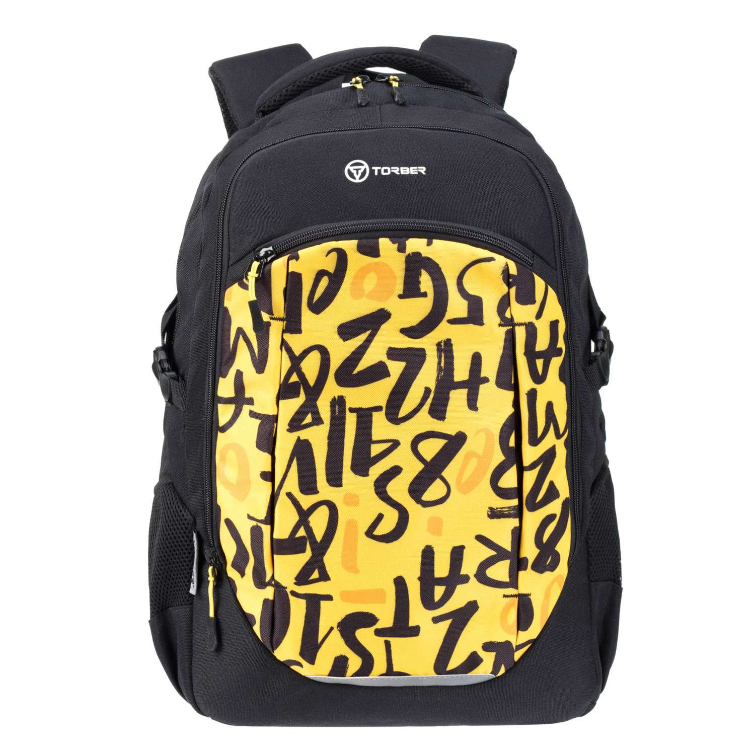 Рюкзак TORBER CLASS X черно желтый с принтом Буквы - фото 1