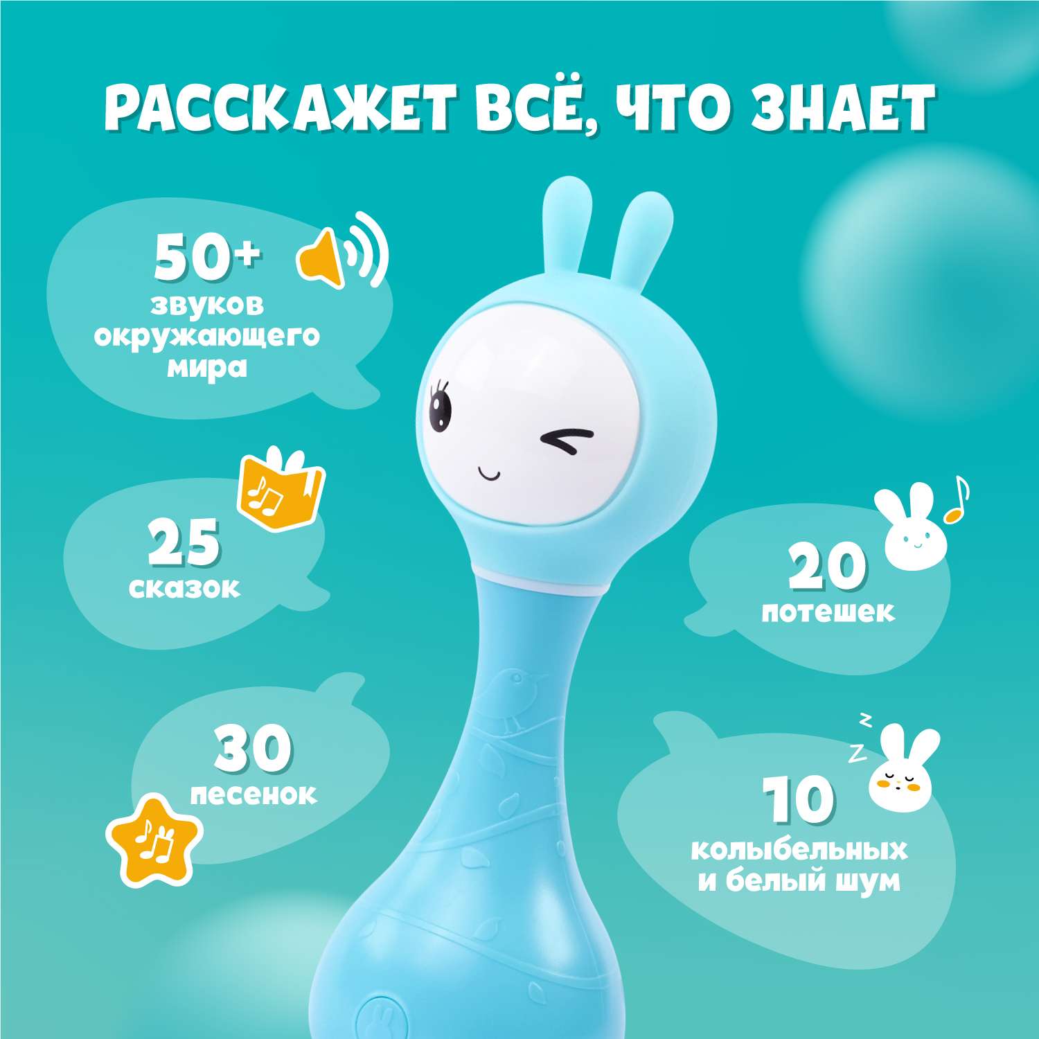 Игрушка развивающая alilo Умный зайка R1 музыкальная Синий 60905 - фото 2