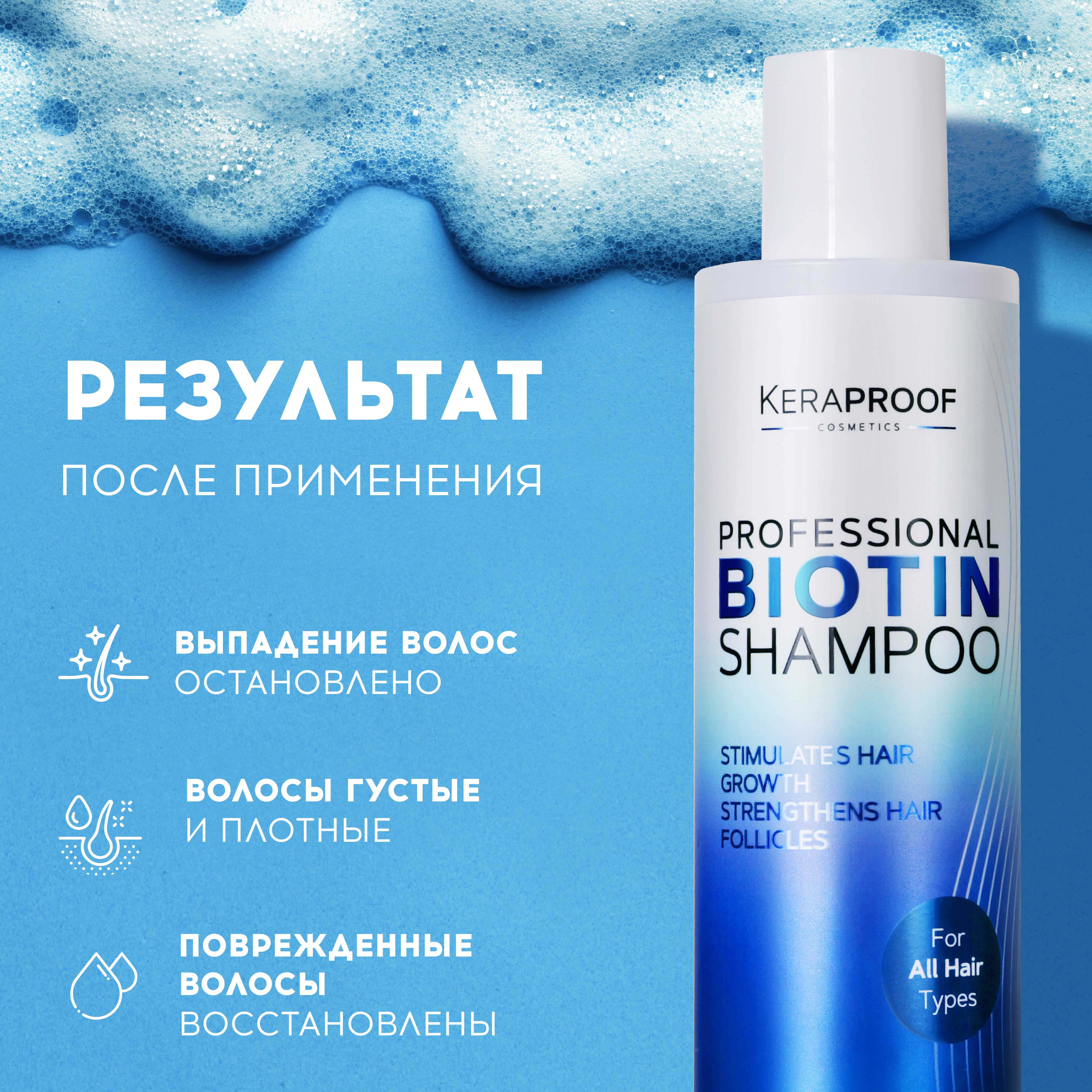 Шампунь для волос KERAPROOF против выпадения укрепляющий для тонких и ослабленных волос с биотином 250 мл - фото 3