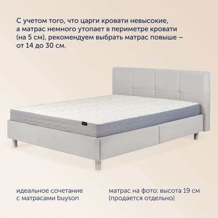 Двуспальная кровать buyson BuyGlory 200х140, серая, микровелюр