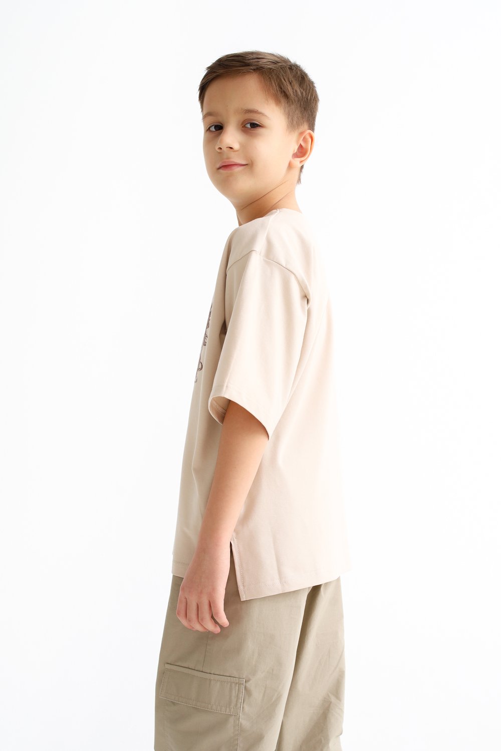 Футболка MINIDINO Т-Д-014 Футболка oversize экрю принт Стиракозавр - фото 3