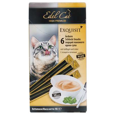 Лакомство для кошек Edel Cat крем-суп птица-печень 15г*6шт