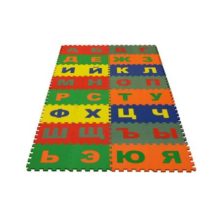 Развивающий детский коврик Eco cover игровой для ползания мягкий пол Русский Алфавит 25х25