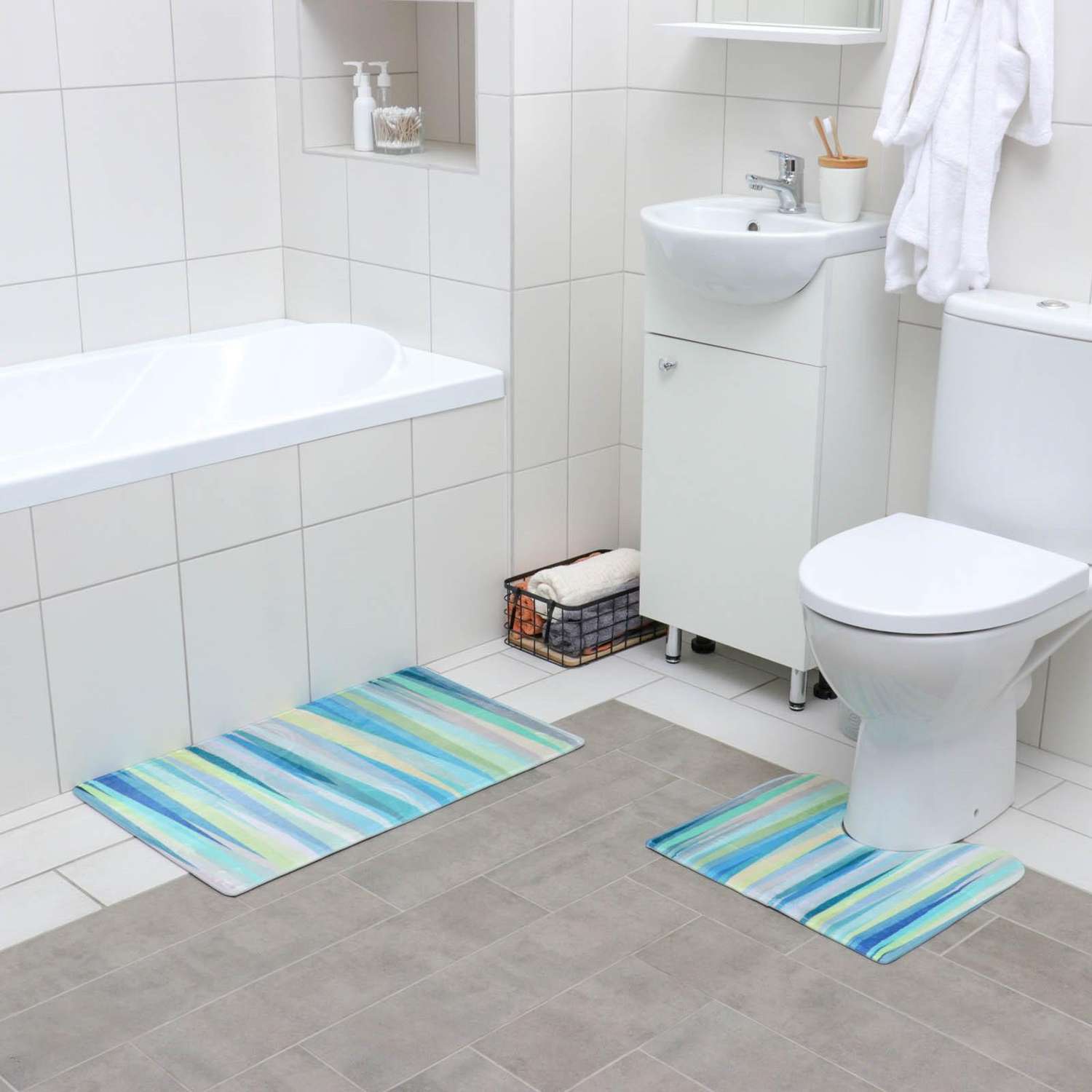 Набор ковриков Доляна для ванной и туалета «Бирюза» 2 шт: 40×45 45×75 см - фото 1