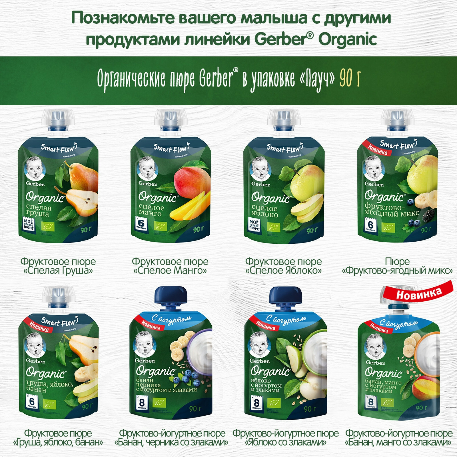 Пюре Gerber 4 фрукта пауч 90г с 6месяцев - фото 7