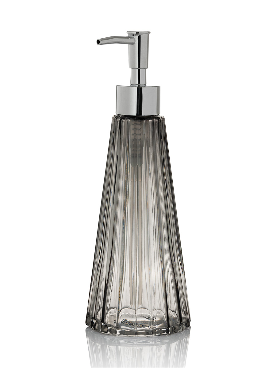 Диспенсер для жидкого мыла DeNASTIA Граненое стекло 290 мл серый/серебряный X000206 - фото 2